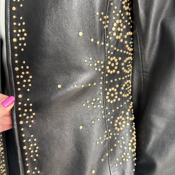 Vintage Black Studded Women's Leather Jacket - Picture 3 of 8